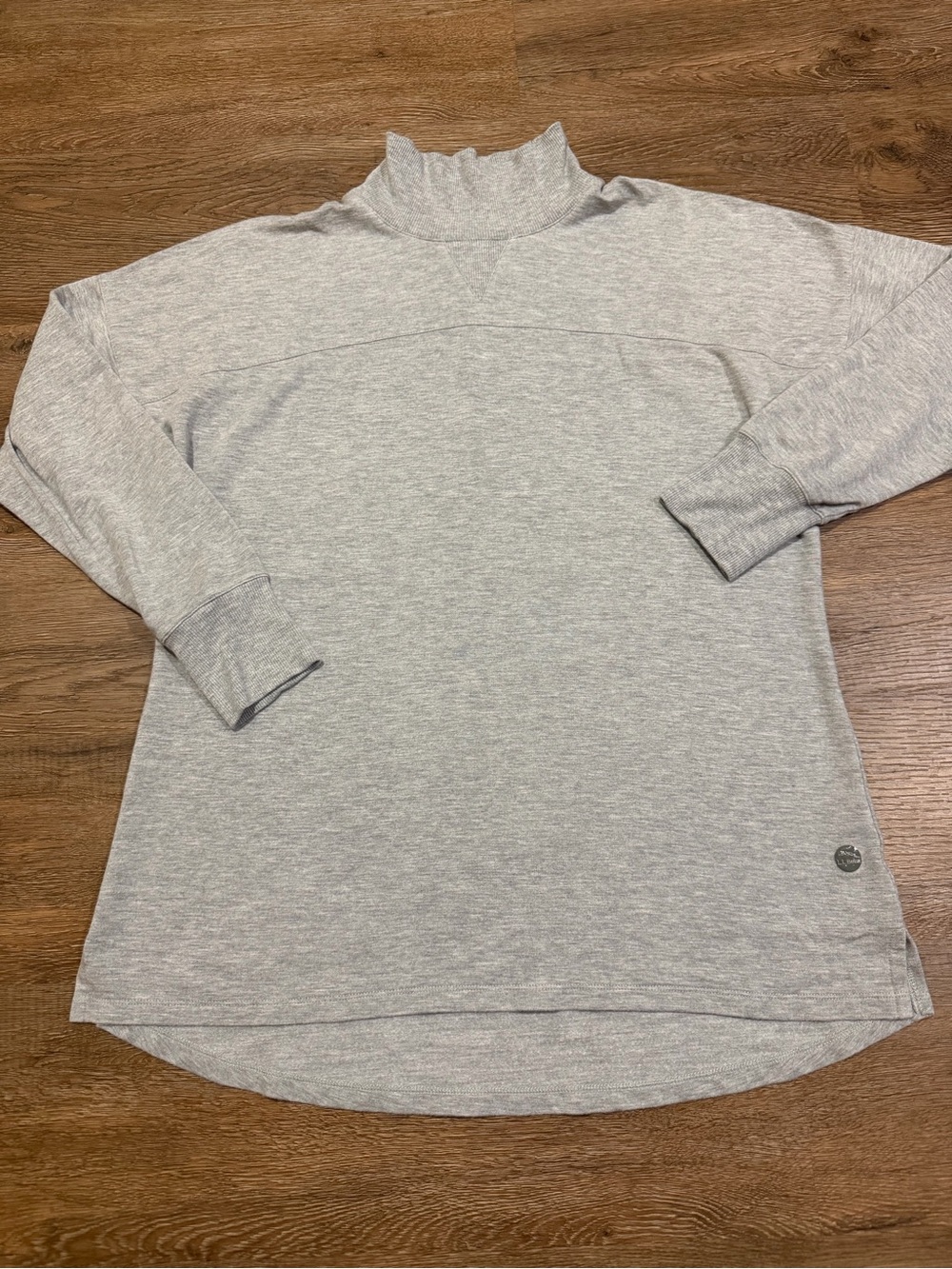 Womens L.L. Bean Softflex Mock Neck Tunic Pullover Gray Large - Picture 3 of 10
